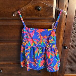 RE-IMAGINED BY J. CREW Tropical Floral Tie-Back Top Multi-Color SIZE 8 NWOT